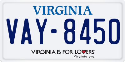 VA license plate VAY8450