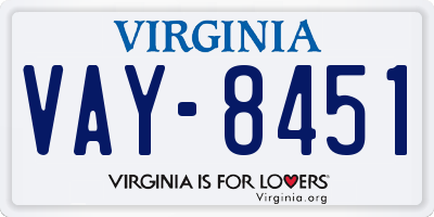 VA license plate VAY8451