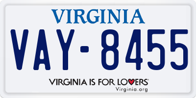 VA license plate VAY8455
