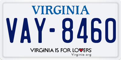 VA license plate VAY8460