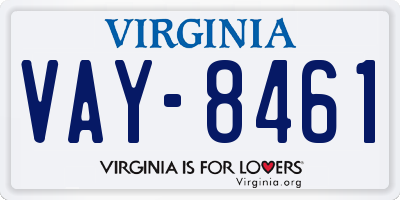 VA license plate VAY8461