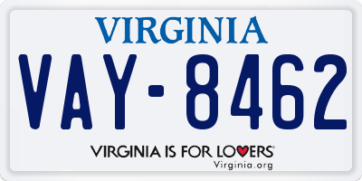 VA license plate VAY8462