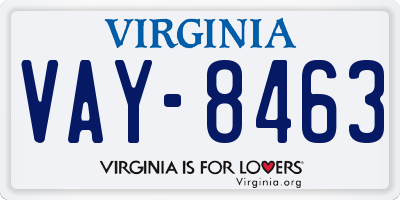VA license plate VAY8463