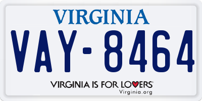 VA license plate VAY8464
