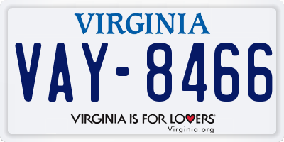 VA license plate VAY8466