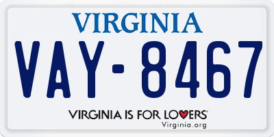 VA license plate VAY8467