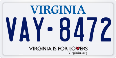 VA license plate VAY8472