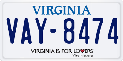 VA license plate VAY8474