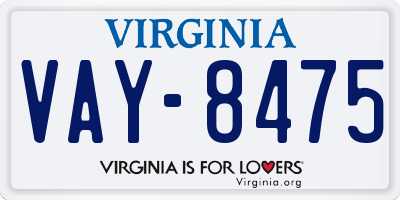 VA license plate VAY8475