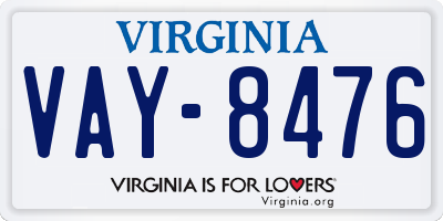 VA license plate VAY8476