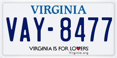 VA license plate VAY8477