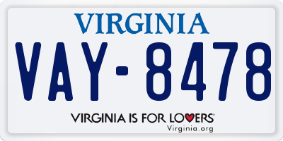 VA license plate VAY8478