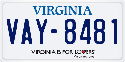 VA license plate VAY8481