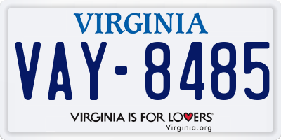VA license plate VAY8485