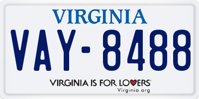 VA license plate VAY8488