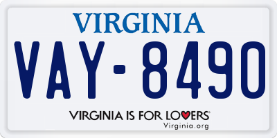 VA license plate VAY8490