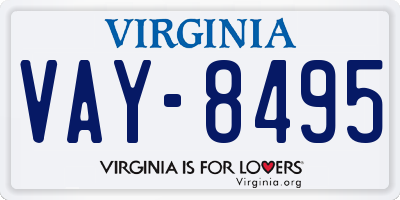 VA license plate VAY8495