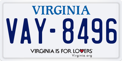 VA license plate VAY8496