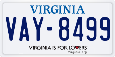 VA license plate VAY8499