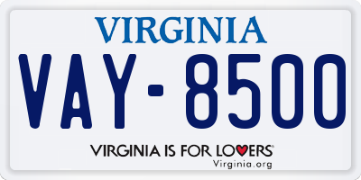 VA license plate VAY8500