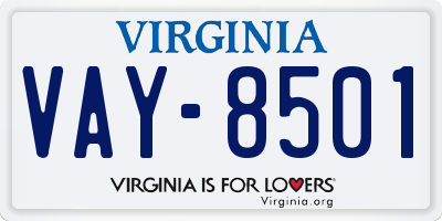 VA license plate VAY8501