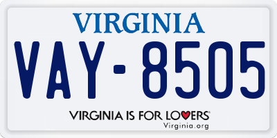 VA license plate VAY8505