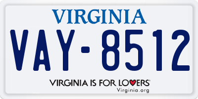 VA license plate VAY8512