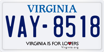 VA license plate VAY8518