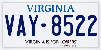 VA license plate VAY8522