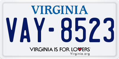 VA license plate VAY8523