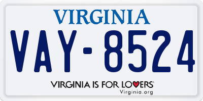VA license plate VAY8524