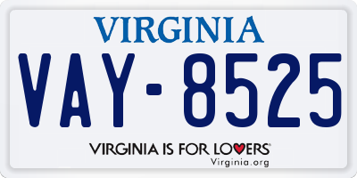 VA license plate VAY8525