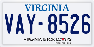 VA license plate VAY8526