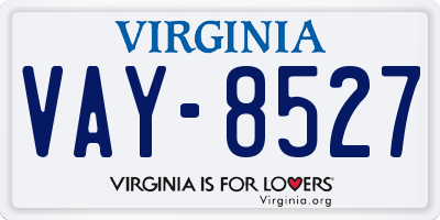 VA license plate VAY8527