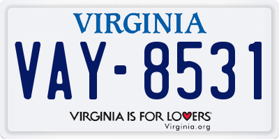 VA license plate VAY8531