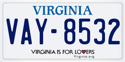 VA license plate VAY8532