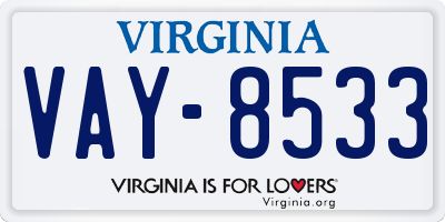 VA license plate VAY8533