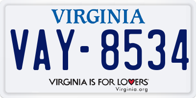 VA license plate VAY8534