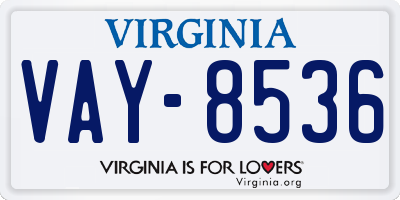 VA license plate VAY8536