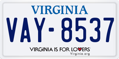 VA license plate VAY8537
