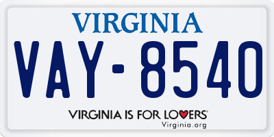 VA license plate VAY8540