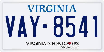 VA license plate VAY8541