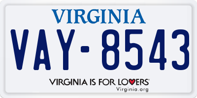 VA license plate VAY8543