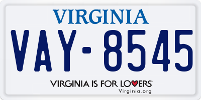VA license plate VAY8545