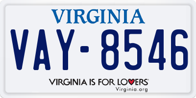 VA license plate VAY8546