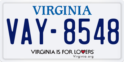 VA license plate VAY8548