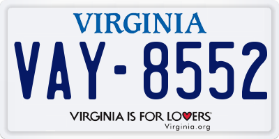 VA license plate VAY8552