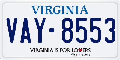 VA license plate VAY8553