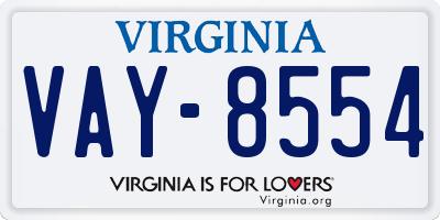 VA license plate VAY8554