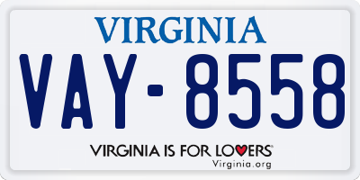 VA license plate VAY8558